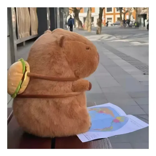 Peluche Capibara Con Mochila De Hamburguesa 30cm Kawaii Varios — foto 2