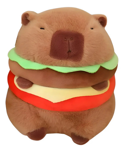 Peluche Capibara De Hamburguesa 30cm Animales Kawaii Marrón