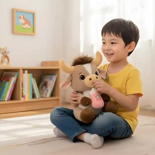 Peluche De Becerrito Con Biberón 40cm Animales Kawaii Marrón — foto 3