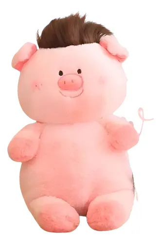Peluche De Cerdito Con Pelo Chanchito 45 Cm Animales Kawaii Rosa