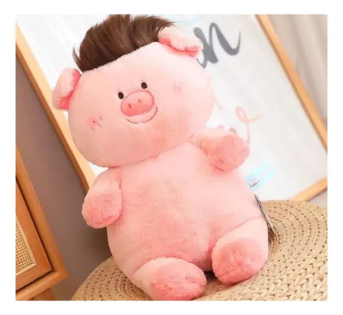 Peluche De Cerdito Con Pelo Chanchito 45 Cm Animales Kawaii Rosa — foto 2