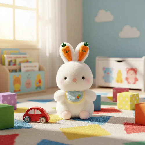 Peluche De Conejo Con Orejas De Zanahoria 23cm Kawaii Blanco — foto 3