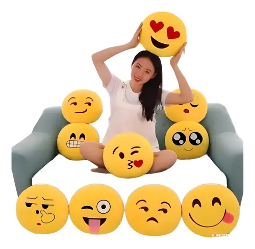 Peluche De Emoji 35 Cm Cojín De Emoticón Felpa Kawaii Varios