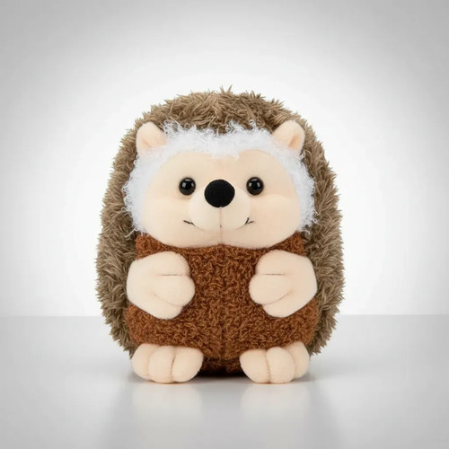 Peluche De Erizo Peludo 20 Cm Animales Kawaii Marrón