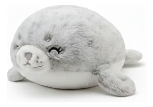 Peluche De Foca Bebe Ojitos Cerrados 25cm Animales Kawaii Blanco