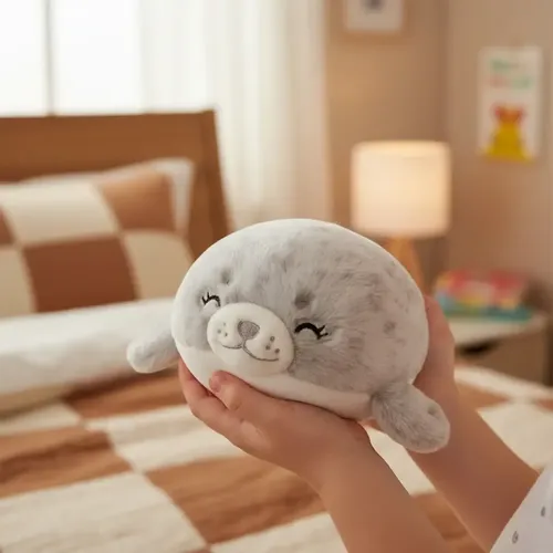 Peluche De Foca Bebe Ojitos Cerrados 25cm Animales Kawaii Blanco — foto 2