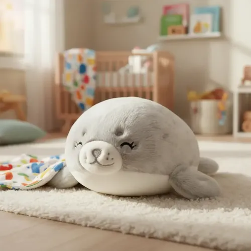 Peluche De Foca Bebe Ojitos Cerrados 25cm Animales Kawaii Blanco — foto 3