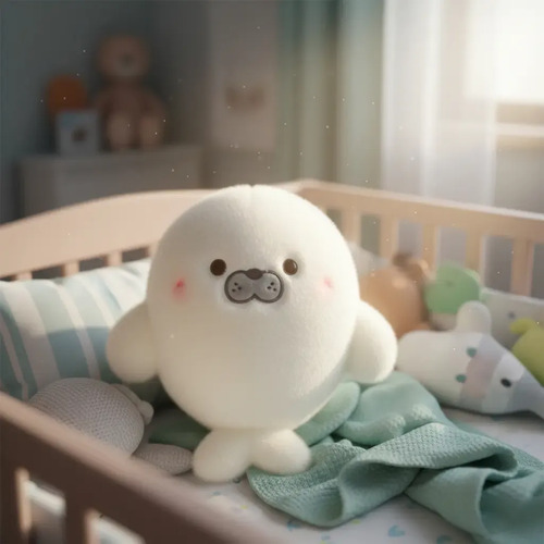 Peluche De Foca Bebe Parada 25cm Animales Kawaii Blanco — foto 3