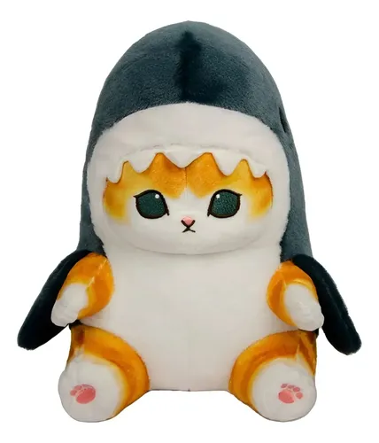 Peluche De Gato Disfrazado De Tiburón 25 Cm Animales Kawaii Varios