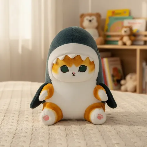 Peluche De Gato Disfrazado De Tiburón 25 Cm Animales Kawaii Varios — foto 3
