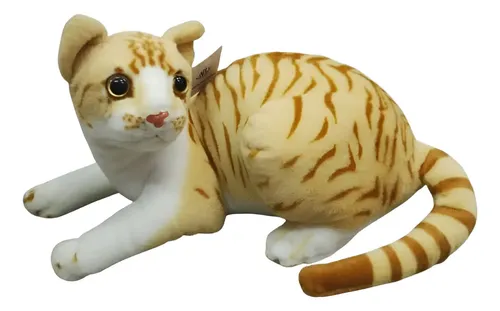 Peluche De Gato Realista Acostado 35 Cm Animales Kawaii Varios