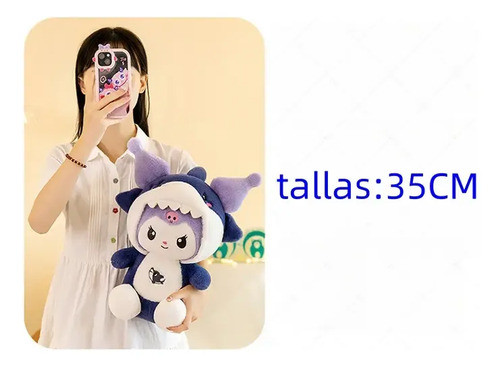 Peluche De Kuromi Disfrazada De Tiburón 35cm Animales Kawaii Varios — foto 3