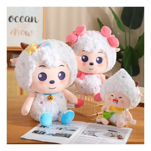 Peluche De Oveja Peluda 45 Cm Animales Kawaii Blanco — foto 3