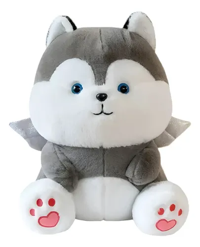 Peluche De Perro Husky 45 Cm Animales Kawaii Gris