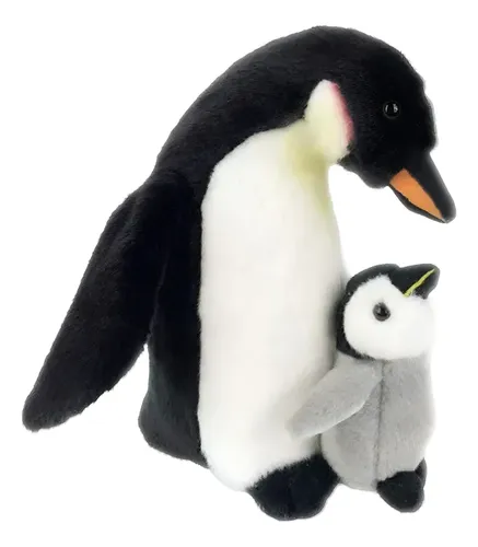 Peluche De Pingüino Con Hijo 50cm Animales Kawaii Negro