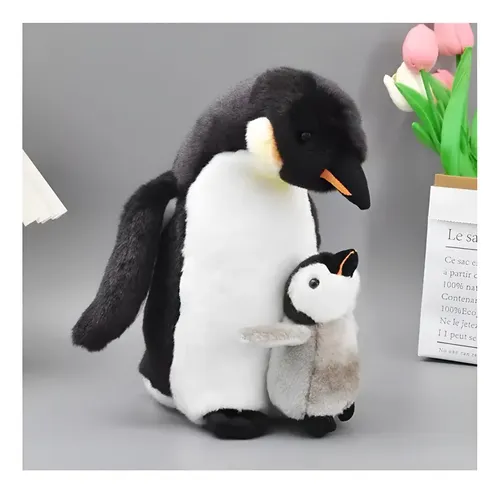 Peluche De Pingüino Con Hijo 50cm Animales Kawaii Negro — foto 4