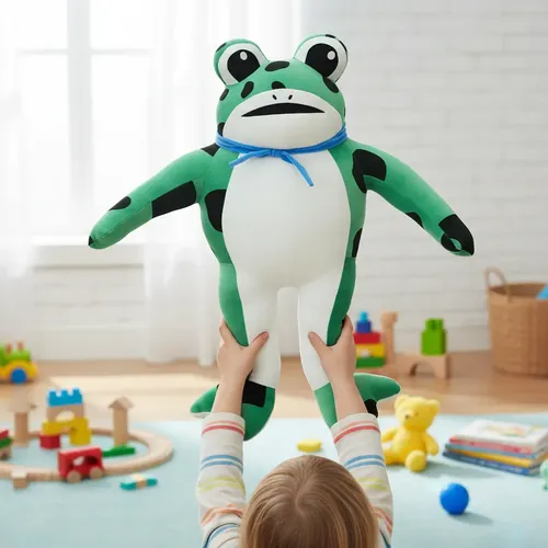 Peluche De Rana Pepe 28 Cm Animales Kawaii Verde Claro — foto 3