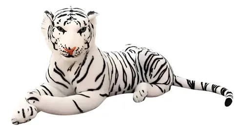 Peluche De Tigre Blanco 80 Cm Animales Kawaii Blanco