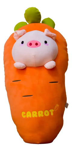 Peluche De Zanahoria Con Cerdito 18 Cm Animales Kawaii Naranja