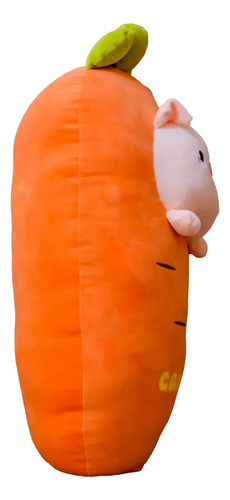 Peluche De Zanahoria Con Cerdito 18 Cm Animales Kawaii Naranja — foto 3