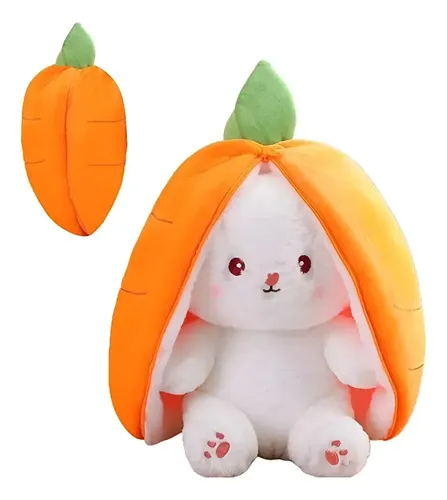 Peluche De Zanahoria Con Conejo 25 Cm Kawaii Naranja — foto 2
