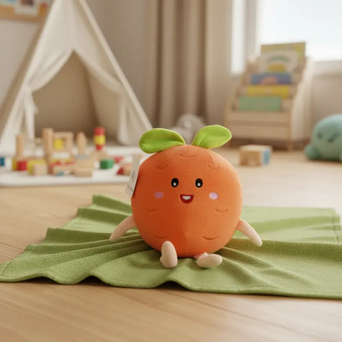Peluche De Zanahoria Feliz 15 Cm Kawaii Naranja