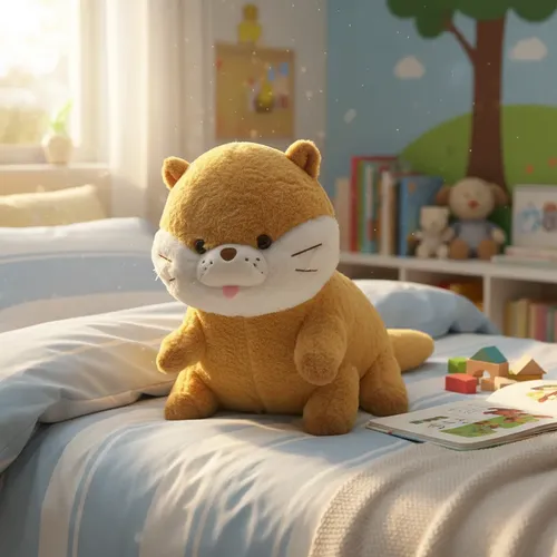 Peluche Hipopótamo León  Gato Suave Felpa Beige Para Niños Gato — foto 3