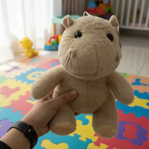 Peluche Hipopótamo León  Gato Suave Felpa Beige Para Niños Hipopótamo