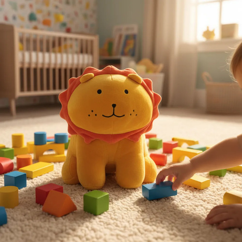 Peluche Hipopótamo León Gato Suave Felpa Beige Para Niños Leon