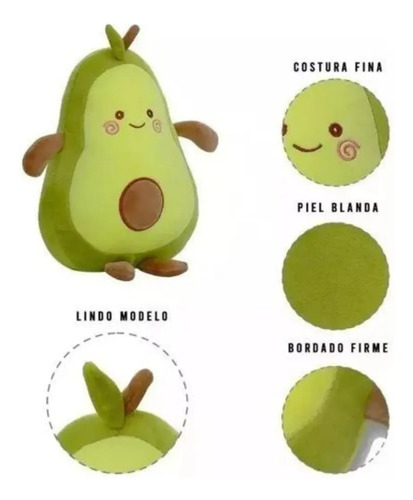 Peluche Palta Kawaii Almohada 80cm Aguacate Verde — foto 2