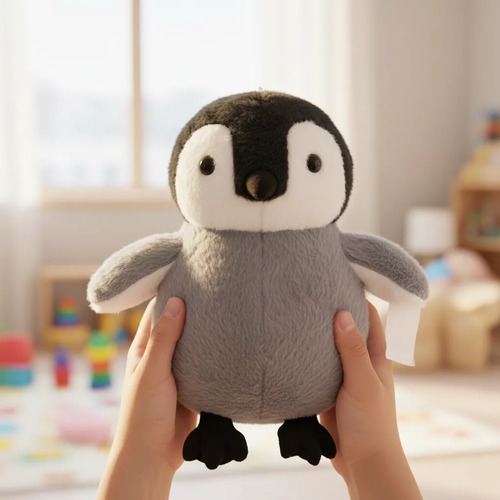Peluche Pingüino Bebé Gris Suave Juguete Animalito Kawaii Gris Oscuro — foto 2