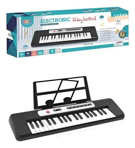 Piano Teclado Musical Electronico Niños Karaoke + Microfono Negro