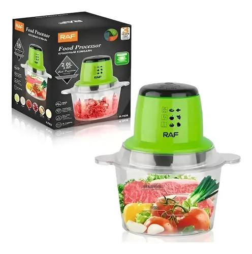 Picador Procesador Eléctrico Cortador De Carne Verduras 2l Verde