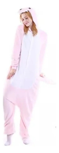 Pijama Disfraz Polar Para Adultos Diseño De Dino Rosa — foto 2
