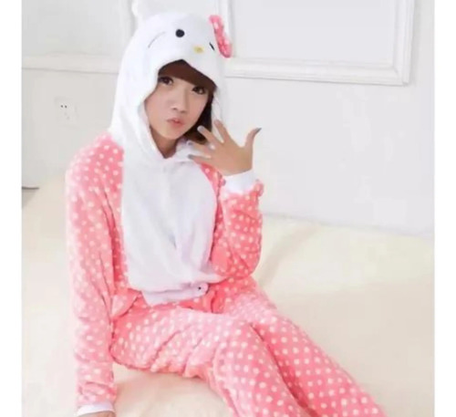 Pijama Disfraz Polar Para Adultos Diseño De Gato Hello Kitty — foto 2