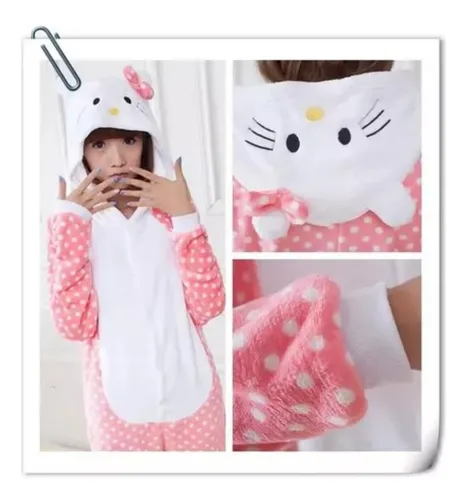 Pijama Disfraz Polar Para Adultos Diseño De Gato Hello Kitty — foto 3