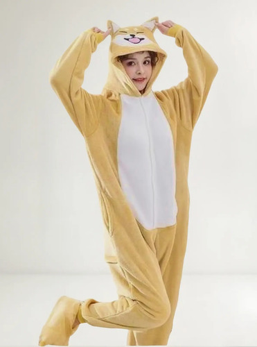 Pijama Disfraz Polar Para Adultos Diseño De Perrito Corgi