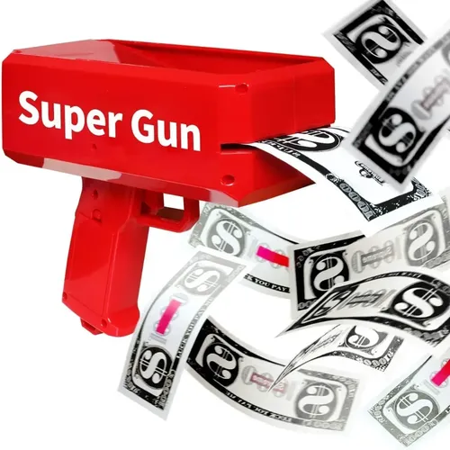 Pistola Lanza Billetes Cash Money Super Gun Rojo