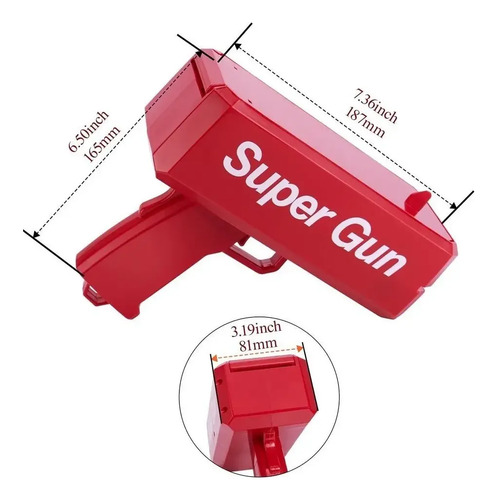 Pistola Lanza Billetes Cash Money Super Gun Rojo — foto 4