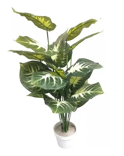 Planta Artificial Decorativa Caladium Verde-blanco De 50cm — foto 2