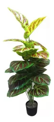 Planta Artificial Decorativa Hojas Deltoides De 120cm Verde