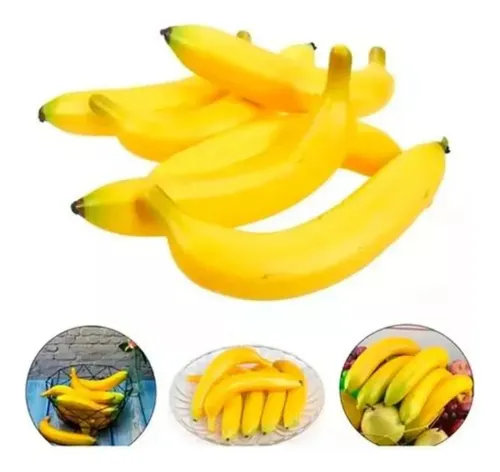Platano Banana Artificial Fruta Sintética Decoración Amarillo