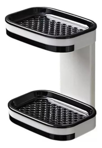 Porta Jabon Jabonera Doble Capa Adhesivo Baño Hogar Blanco