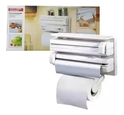 Porta Rollo Toalla Nova Triple Dispensador Cocina Alusa Film — foto 2
