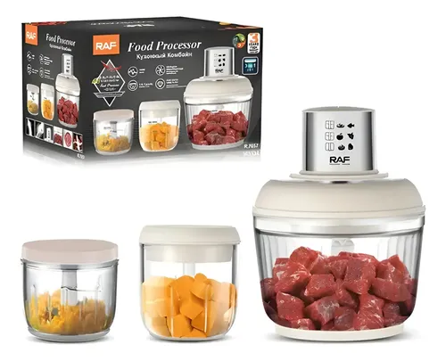 Procesador De Alimentos Eléctrico 300w 3 En 1 Raf R.7057 Plateado