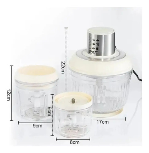 Procesador De Alimentos Eléctrico 300w 3 En 1 Raf R.7057 Plateado — foto 3