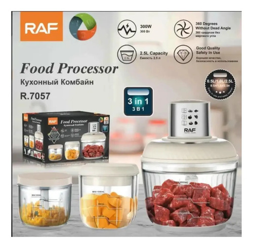 Procesador De Alimentos Eléctrico 300w 3 En 1 Raf R.7057 Plateado — foto 9