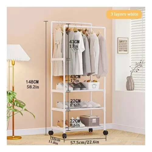 Rack Organizador Con Ruedas De Zapatos Y Ropa Varios — foto 2