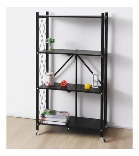 Repisa Estante 4 Niveles Metalica Plegable Negro