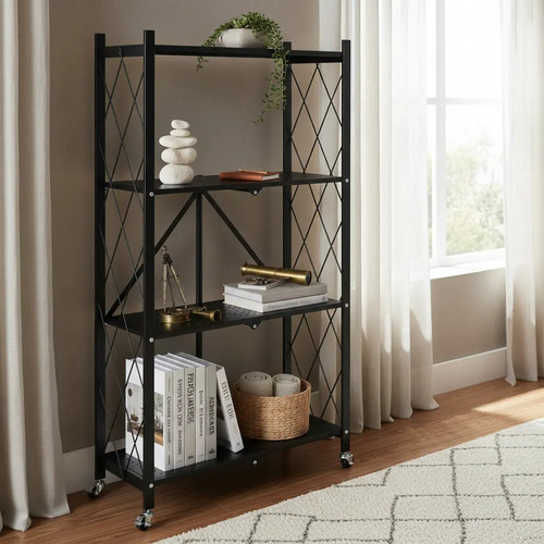 Repisa Estante 4 Niveles Metalica Plegable Negro — foto 2